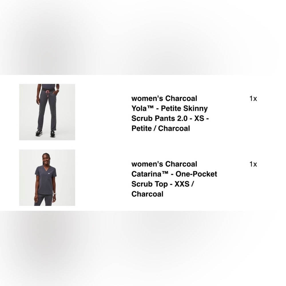 NEW. Women's charcoal yola petite XS bottom, Catarina - 1 Pocket Scrub Top - XXS